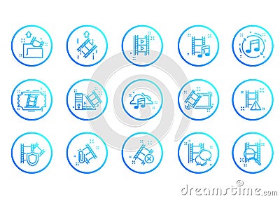 Set of Video Content Related Line Icons Vector Illustration